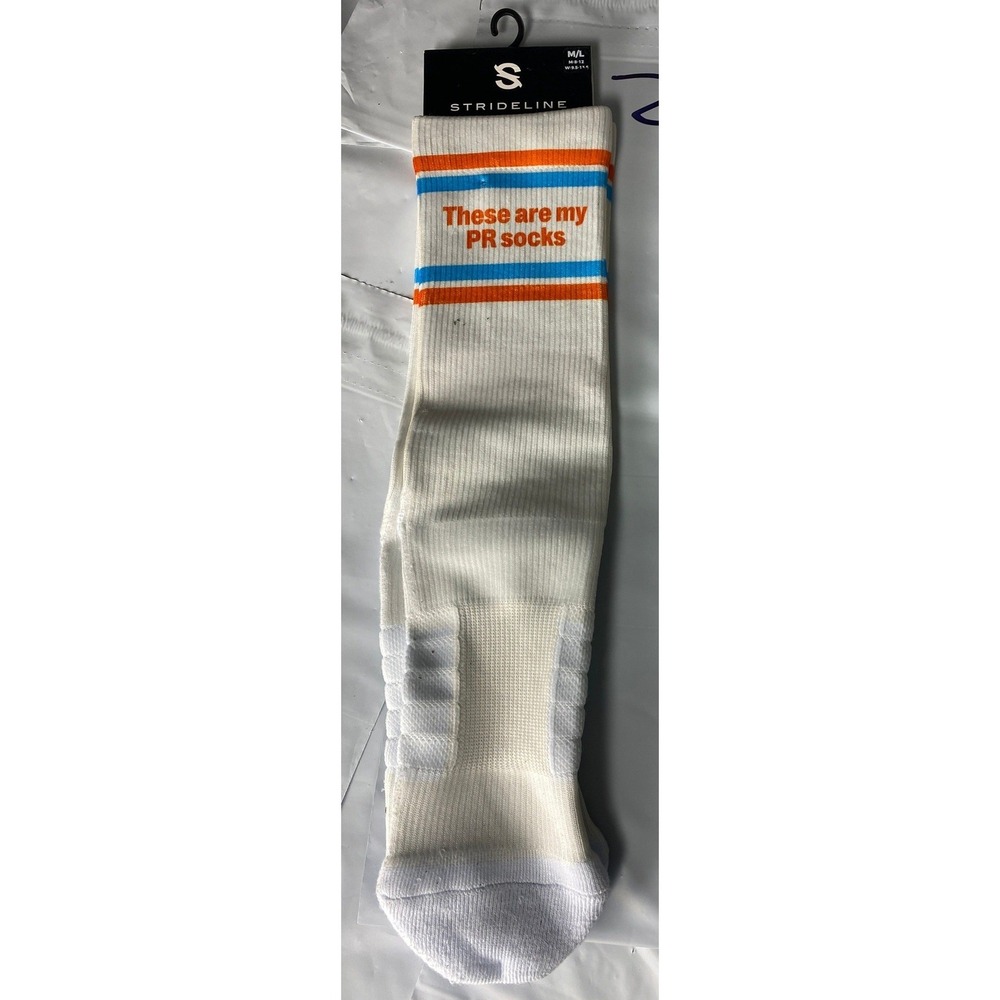 Strideline  PR Socks Crew White Athletic‎ Performance Socks M/L NWT NEW